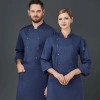 large size europe restaurant staff workwear uniform chef jacket Color Navy Blue