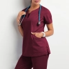 sim fit v-collar top pant nurse suits scrub uniforms two-piece set 10 colors Color Color 9