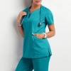 sim fit v-collar top pant nurse suits scrub uniforms two-piece set 10 colors Color Color 10