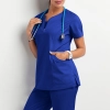 sim fit v-collar top pant nurse suits scrub uniforms two-piece set 10 colors Color Color 12