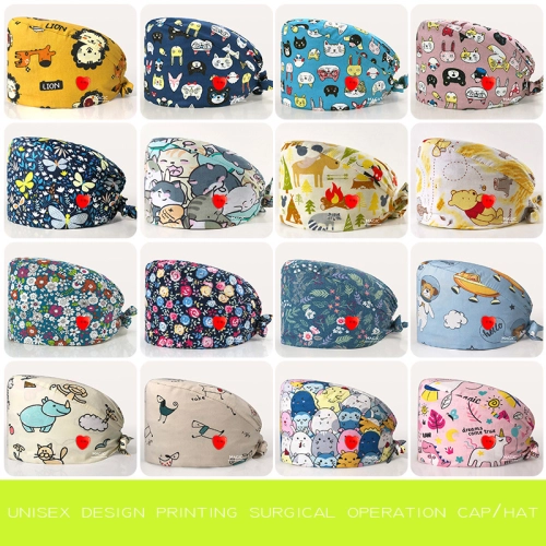 high quality cotton breathable printing cartoon nurse hat cap factory outlets