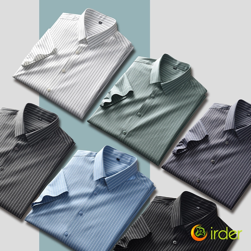 2023 summer new fabric easy care stripes man shirt office dressy shirt