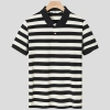 2023 summer simple best fabric fabric wide stripes men polo shirt Tshirt Color black stripes polo