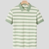 2023 summer simple best fabric fabric wide stripes men polo shirt Tshirt Color blackish green stripes polo