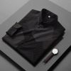 pentagonal print men shirt fashion man work style shirt Color Black