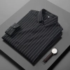2022 new design line stripes young  man shirt work shirt Color Grey