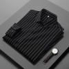 2022 new design line stripes young  man shirt work shirt Color Black