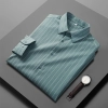 2022 new design line stripes young  man shirt work shirt Color Light Green