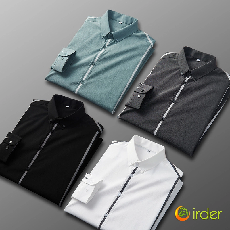 handsome non-iron autumn winter new men's high-end luxury fashion striped shirt