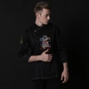 long sleeve right openning invisual button dragon embiodary chef shirt workwear chef coat jacket