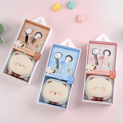 lovely cute cartoon wired earphone