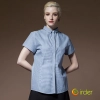 fashion france style ktv kfc restaurant stripes waiter jacket dealer shirt uniform Color women short sleeve light blue shirt