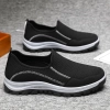 casual simple mesh summer wear men sport shoes loaf shoes Color Black