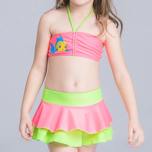 cartoon fish printing little girl swimear two-pieces swimwear