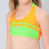 orange patchwork children girl swimwear teen girl swimsuit