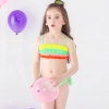 colorful folded tobe top shorts bikini children girl swimwear