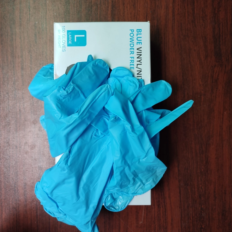 blue vinly nitrile blends glove vitrile ppe gloves vinly gloves