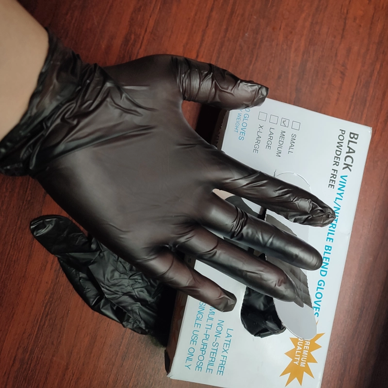 black cheap ppe gloves vinly gloves min order 1 carton