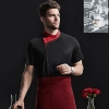 patchwork color collar short sleeve chef jacket