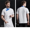 patchwork color collar short sleeve chef jacket