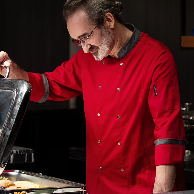 hot sale gray collar wine color long sleeve jacket chef