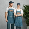europe design halter long denim apron restaurant chef apron housekeeping apron