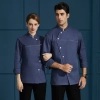 good fabric denim blue restaurant barkery uniform chef coat