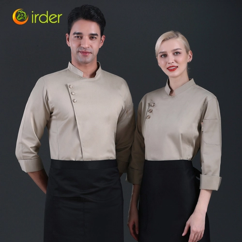 2025 Europe fashion khaki color long sleeve restaurant chef coat jacket uniform