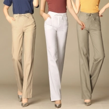 high quality breathable linen women business work pant flare pant trousers