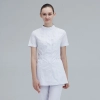 short sleeve stand collar texted front nurse suits jacket pant Color White