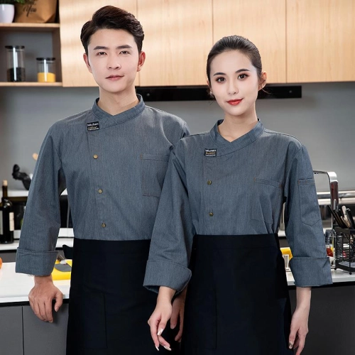 low cost chef jacket grey unisex chef coat