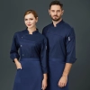 France fashion upgrade chef jacket restaurant chef coat navy grey color uniform Color Navy Blue