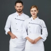 France fashion upgrade chef jacket restaurant chef coat navy grey color uniform Color White