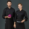 France fashion upgrade chef jacket restaurant chef coat navy grey color uniform Color Black