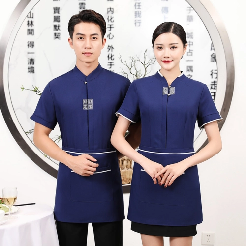 2025 Chinese style tea house staff work uniform jacket shirt