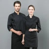 upgrade chef invisual button long sleeve restaurant baker chef uniform workwear Color Black