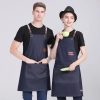 fashion high quaity denim fabric long apron halter waiter/chef apron Color navy deinim