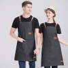 fashion high quaity denim fabric long apron halter waiter/chef apron Color black stripes