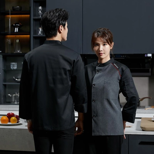 Korea design young chef jacket 2023 long sleeve autumn chef uniform