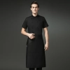 short sleeve round button women men chef jacket uniform Color Black