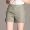 2022 summer linen fabric women's shorts pant Color Blackish Green