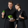 front folded unisex design long sleeve men women chef jacket coat