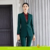 new European American fashion high-end women pant suits blazer pant Color blackish green blazer