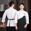 fashion Asian young denim chef blouse uniform with apron