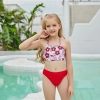 red flower print swimming wear swimsuit for children