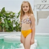 2025 honeycomb printing cute halter floral little girl kid swimwear swimsuit bikini