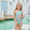 2025 honeycomb printing cute halter floral little girl kid swimwear swimsuit bikini