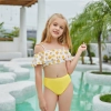 2025 cute one piece halter floral little girl kid swimwear
