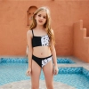 2025 cute one piece halter floral little girl kid swimwear