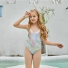 2025 cute one piece halter floral little girl kid swimwear